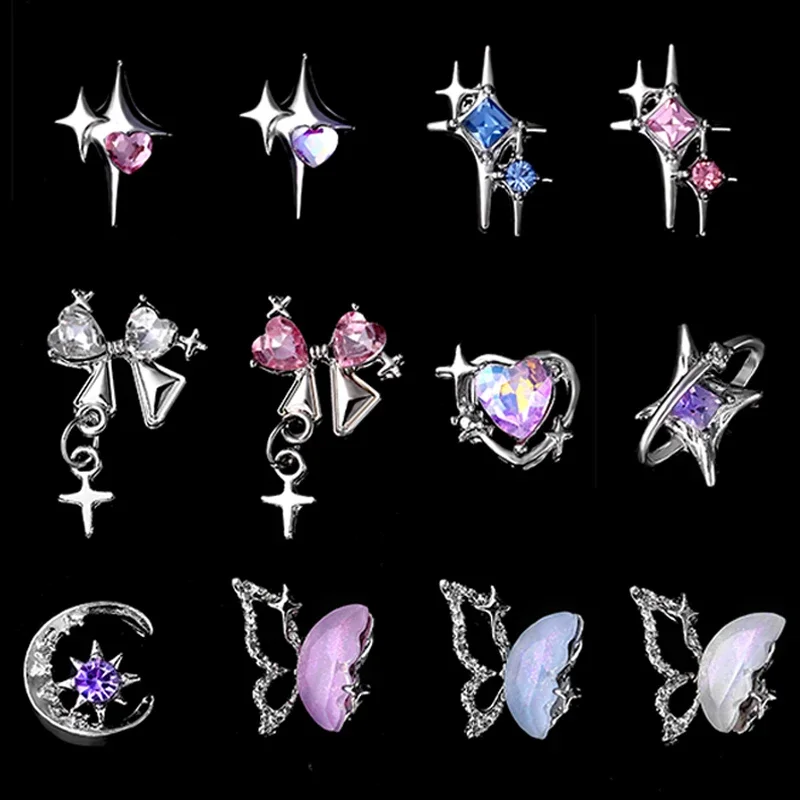 

5PCS Alloy Love Heart Nail Art Charms Starlight Star Asterism Jewelry Parts Accessories Manicure Nail Decoration