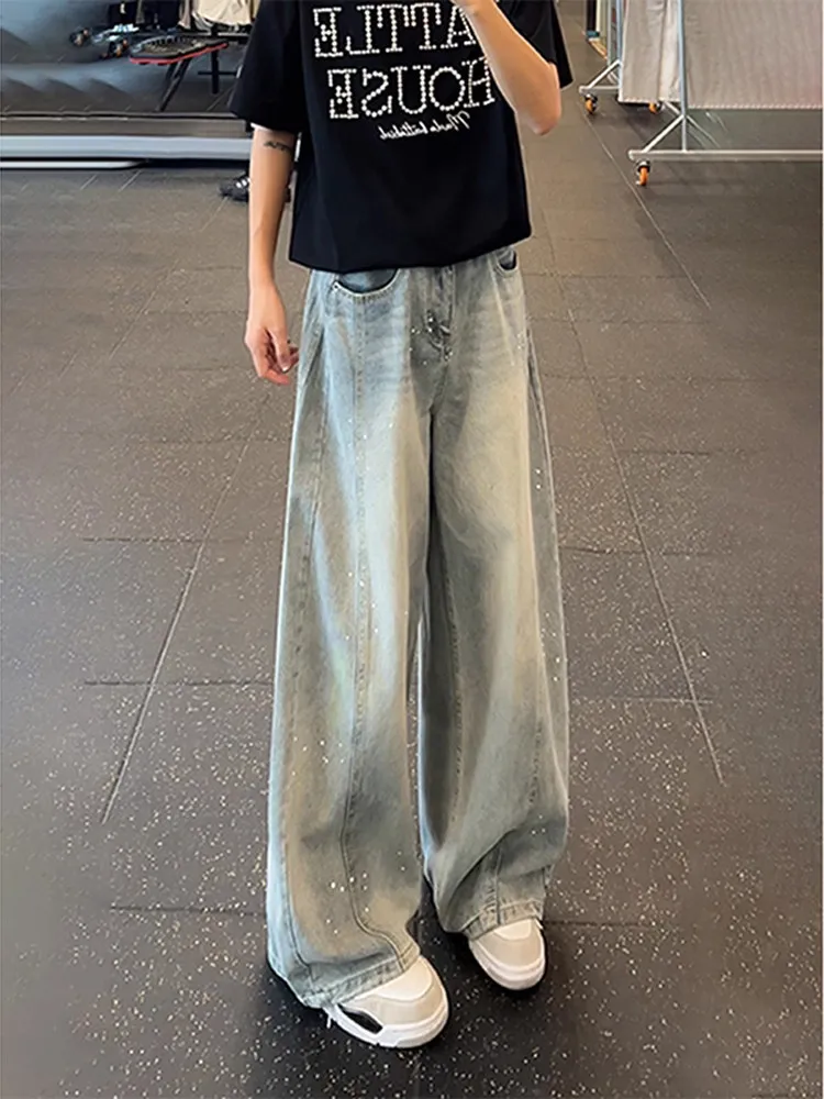 

American Retro Knife Men's Jeans Cleanfit High Waist Straight Leg Wide Leg Pants Spring Autumn Wear Resistant Loose Fit