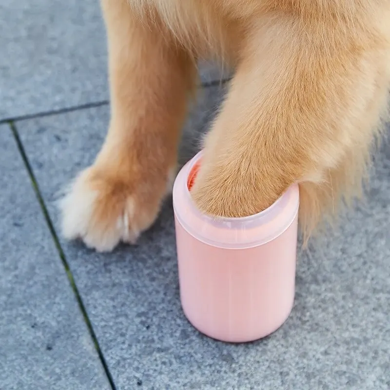 Effective and gentle portable pet paw cleaner for small to medium dogs - Convenient and soft silicone brush for effortless clean