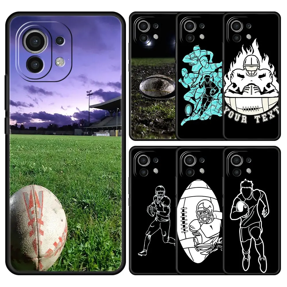 Rugby Ball Phone Case For Xiaomi Mi 15 14 13 12 11 Lite 13T 12T Pro Poco X6 X5 X4 Pro 5G X3 NFC F6 F5 F4 M5 Soft Cover