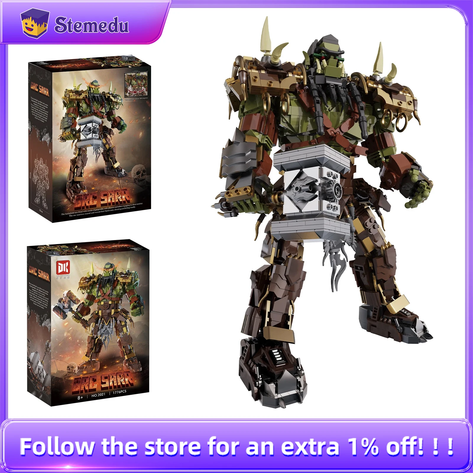 

1766PCS Magic Orcs with Hammer Assembled Building Blocks Ancient Tribal Chief Action Figure Puzzly Toys Model Kids Adult Gift