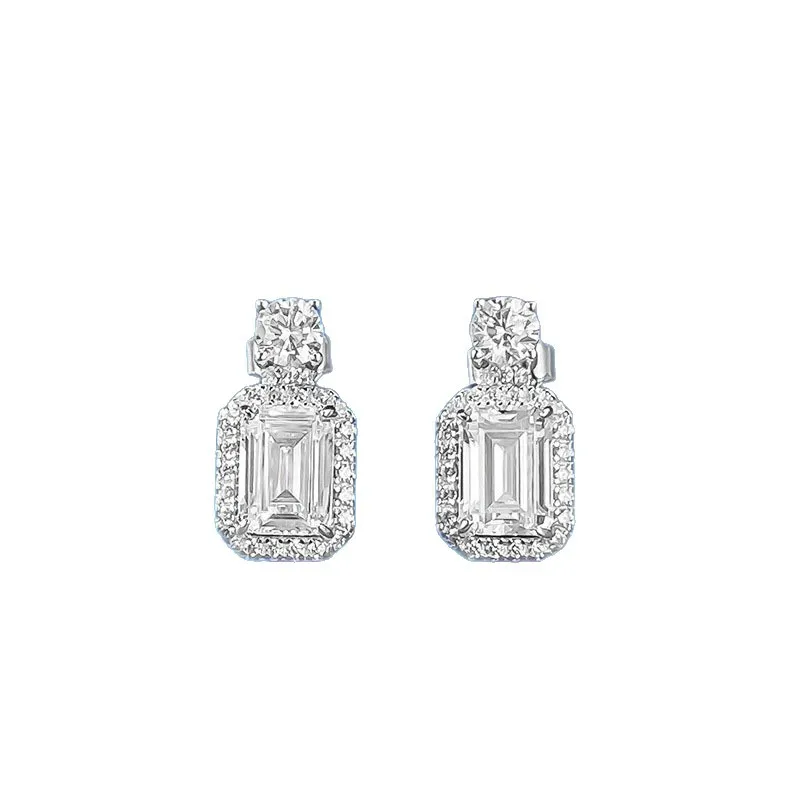

Женские серьги-гвоздики, 100% 2 + 2 карата, изумрудная огранка, муассанит, сертификат GRA, 100% проходный тест на бриллианты, серебряные ювелирные серьги S925, подарок