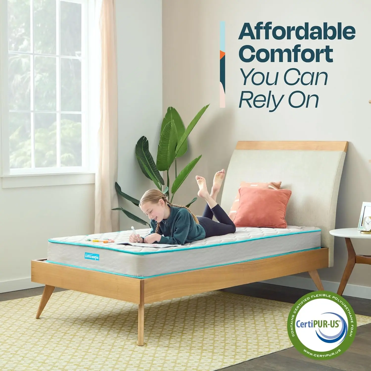 Matelas à ressort Bonnell avec couche de mousse dans une boîte, drapeau optimiste, lit pour jeunes ou enfants, chambre à coucher, durable, 6 po