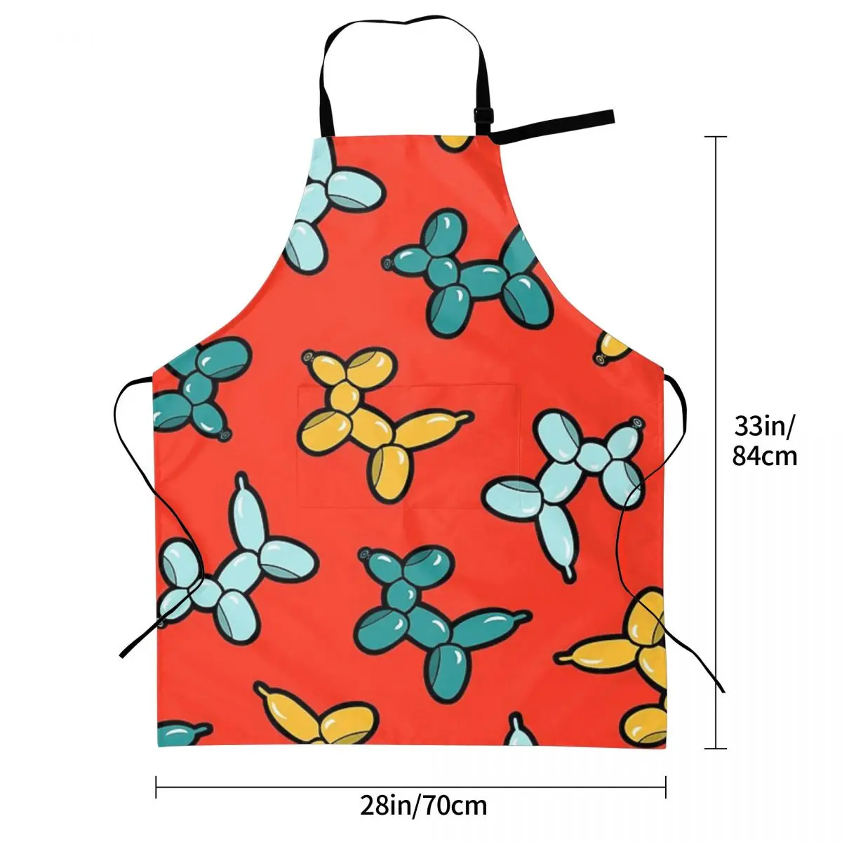 Balloon Animal Dogs Pattern In Red Aprons Chef Cooking Baking Tablier Waterproof Bib Kitchen Cleaning Pinafore for Women Men