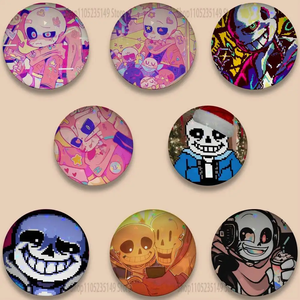 

S-Sans Undertale Game 32/44/58mm Handmade Pins Round Brooch Badge Backpacks Clothes Jewelry Gifts