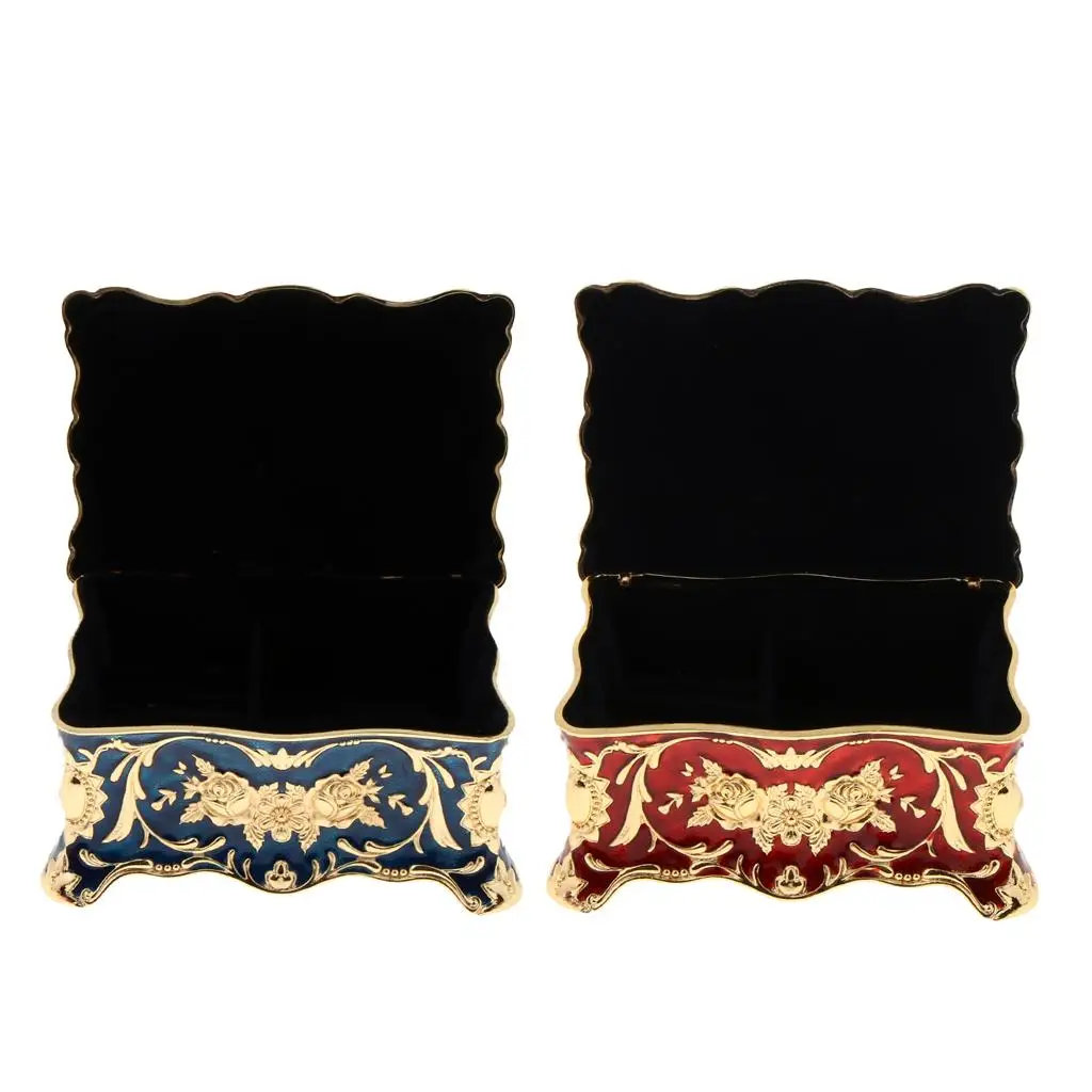 

Антикварная эмалированная шкатулка для украшений с цветочным узором, органайзер из сплава, роскошный футляр для хранения колец, серег, ожерелий