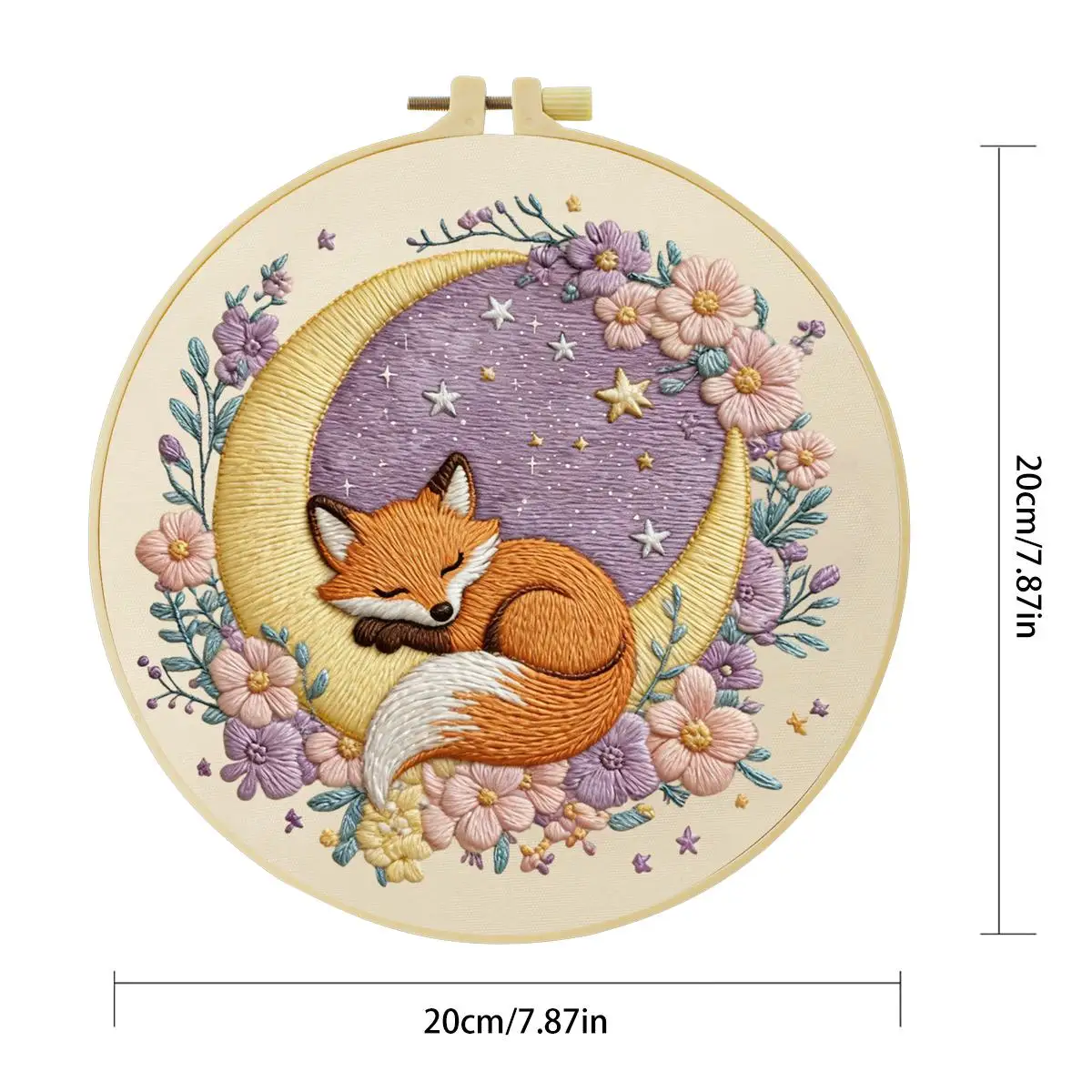 1 Stück 20X20CM/15X15CM 7,87/6,3 Zoll Tier - Fuchs Stickerei Starter-Kit DIY-Kit DIY-Stickerei-Set Handarbeiten Nadelkunst – Detail 4