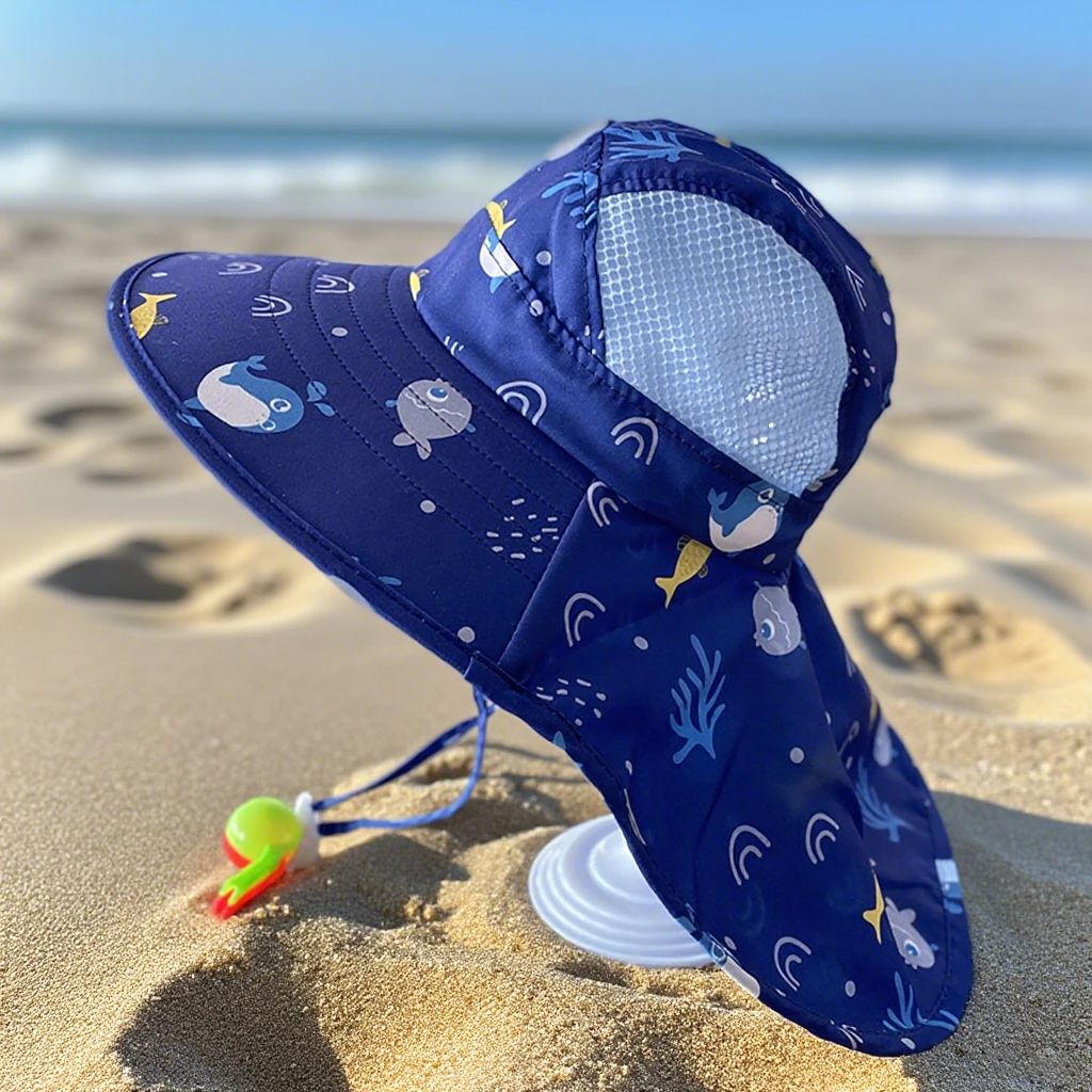 

Kids Summer Sun Hat UV Protection Wide Brim Beach Sunscreen Cap for Baby Boys Girls Lightweight Foldable Fisherman Bucket Hat