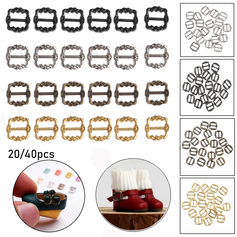 20/40pcs High Quality Girls  Mini Ultra-small Pattern Belt Buttons  Bags Accessories Tri-glide Buckle Diy Dolls Buckles