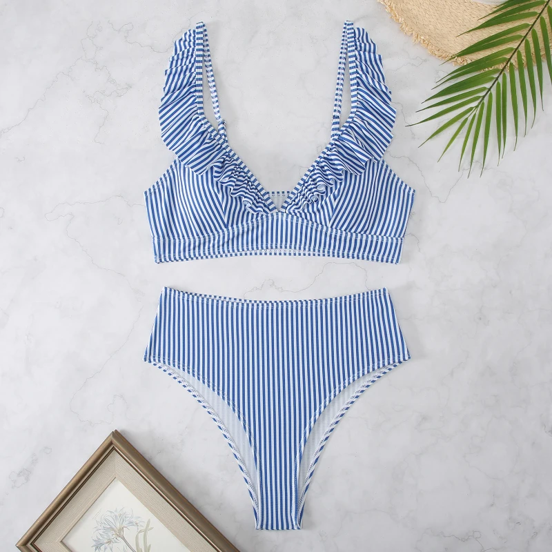 Sexy Bikini 2024 Swimsuit Women Solid Biquini Feminino Swimwear Striped Bikini Set Bathing Suit Women Bikinis Beachwear