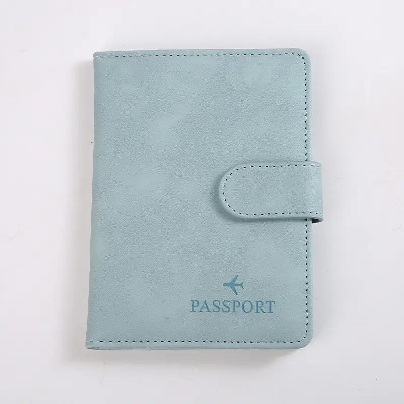Leather Passport Holder Covers Case Waterproof Travel Credit Card Wallet Cute Passport Book for Women/Men Buckle Passport Cover - 2