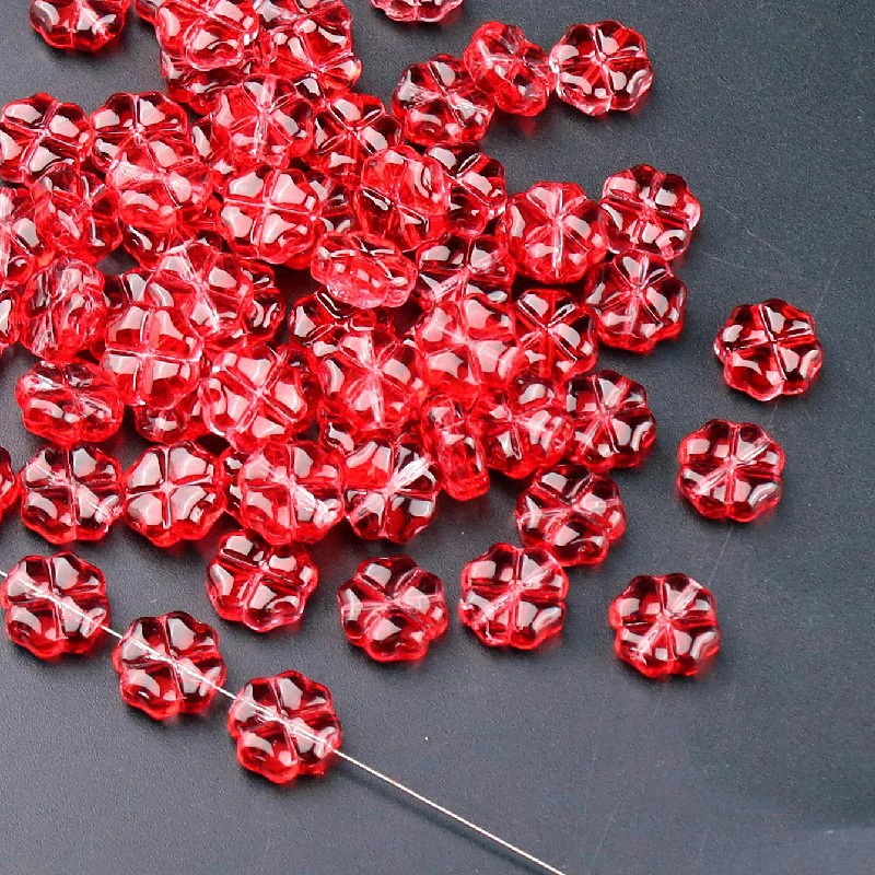 20Pcs 10x10mm AB Czech Lampwork Crystal Flower Spacer Beads Flat Round Loose Beads For Jewelry Making Supplies DIY Accessories