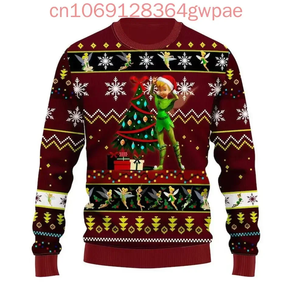 Tinker Bell Christmas Sweater Men's Women's 3d Print Ugly Sweater Disney Peter Pan Ugly Christmas Sweater Tops