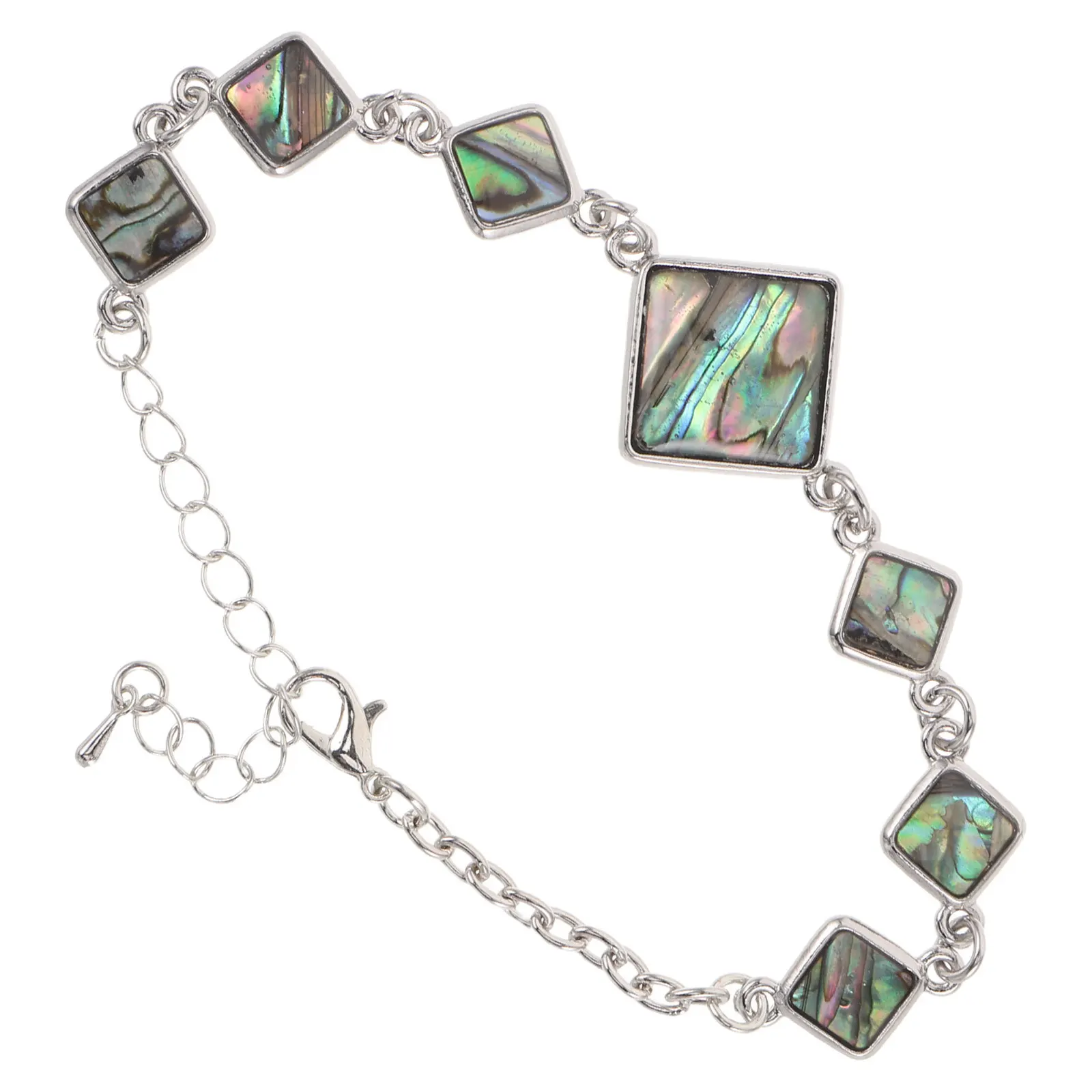 

Rainbow Abalone Shell Bracelet Adjustable Geometric Link Ocean Inspired Jewelry For Women Stackable Coastal Beach Wear Handmade