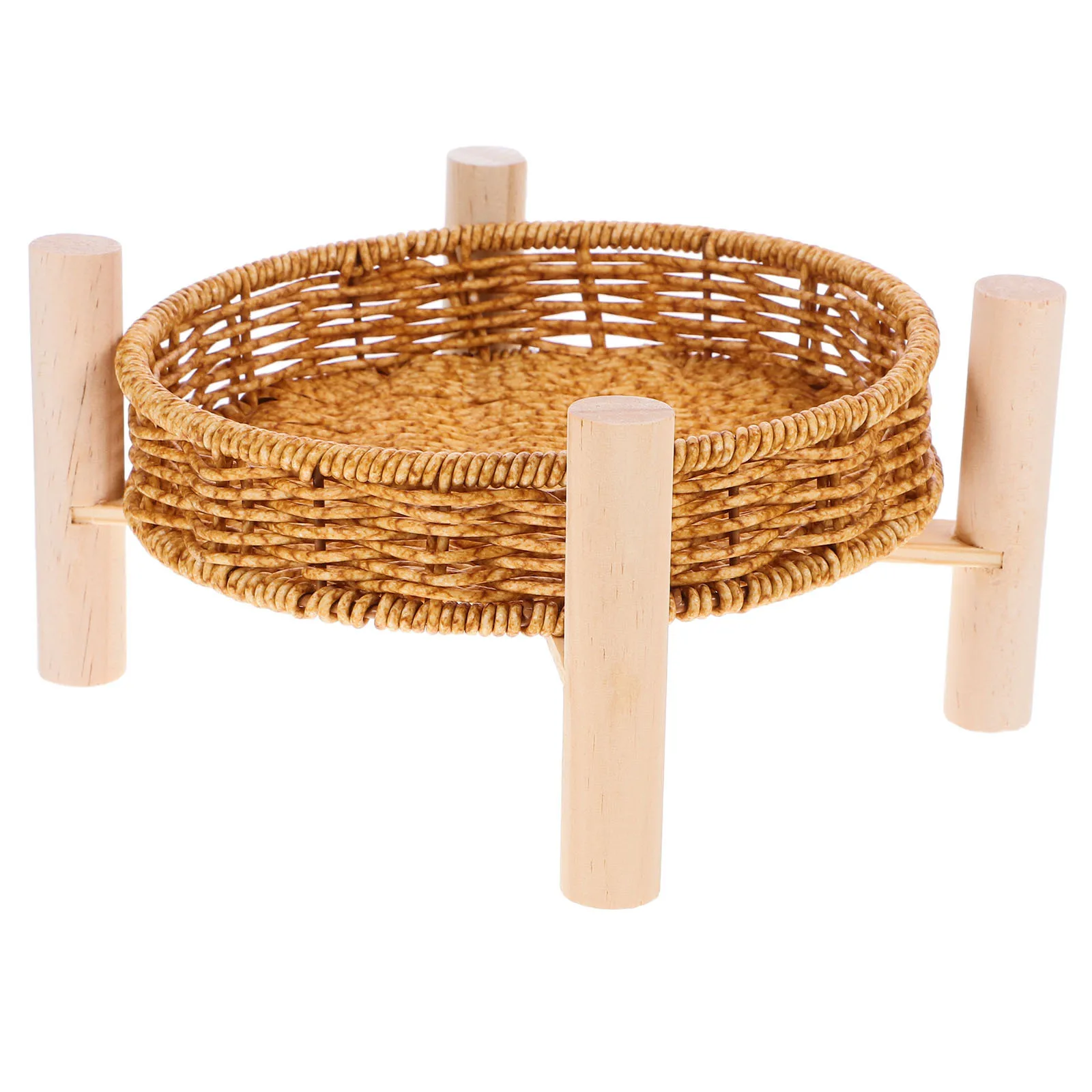 

1Set Handmade Multi-Function Fruit Tray Storage Basket for Desktop Office Kitchen Decorative Round Basket Organizer