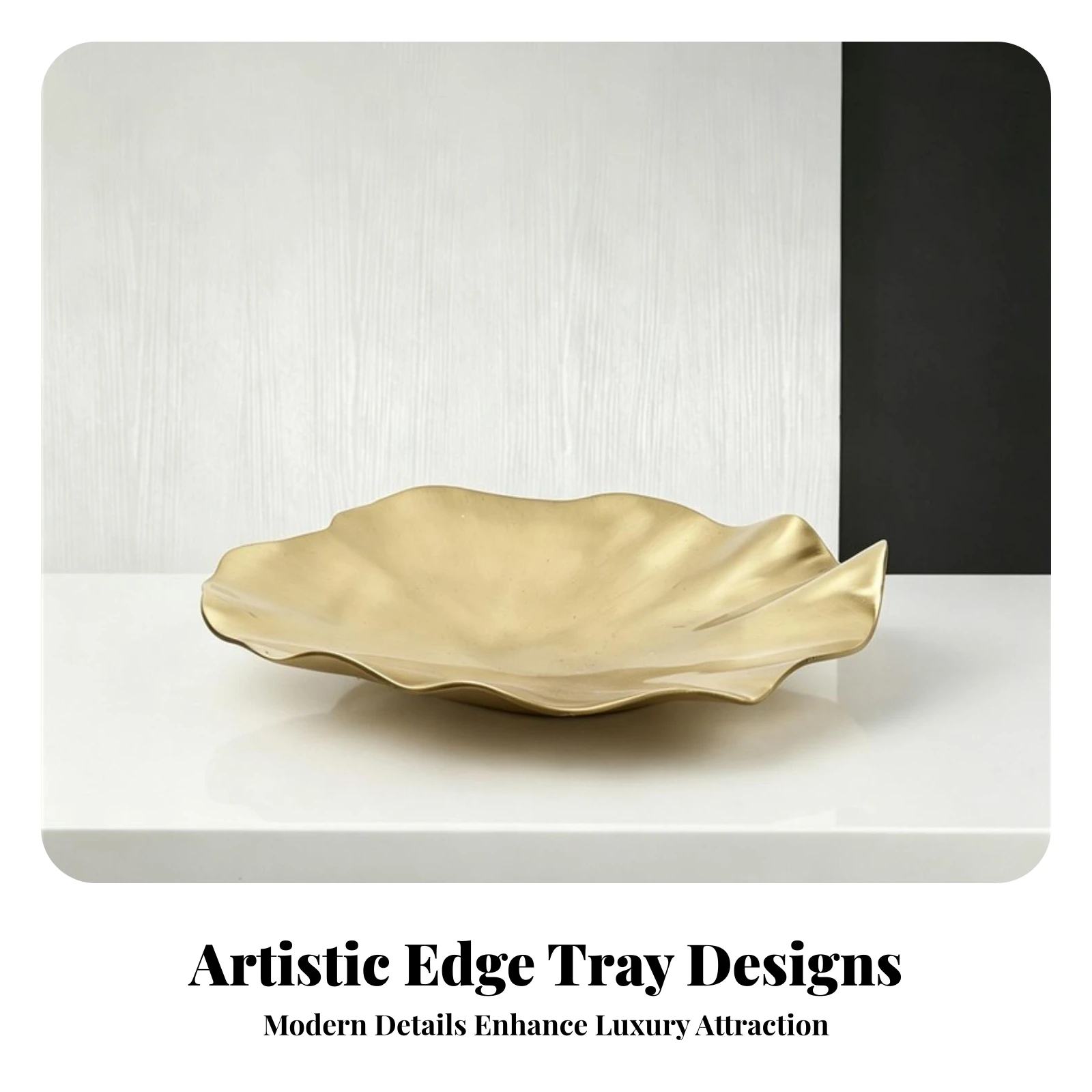 

Irregular Tray Shallow Open Design Wavy Tray Home Decor Accent Modern Style Dark Tones for Living Room