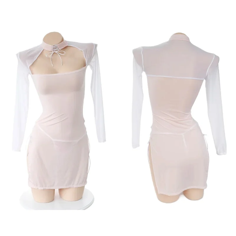 

Sexy Cheongsam Adult Games Nightdress Split Tight Sleepwear Retro Women's Antiquity Maid Cosplay Uniform Classic Costumes Dress