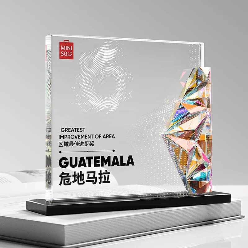 Customized Colored Glaze Crystal Trophy, Competition Award Annual Meeting Souvenir, Outstanding Staff Medal Home Decoration, 1Pc