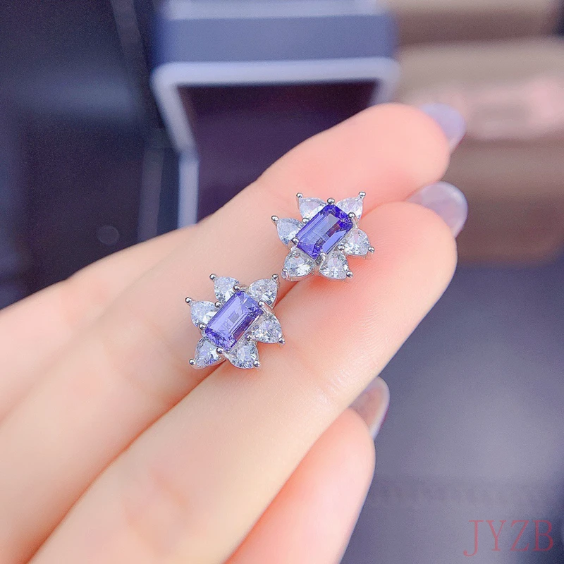 South Korea temperament high sense tansang stone earrings female 2022 new anti-allergy sterling silver earrings female