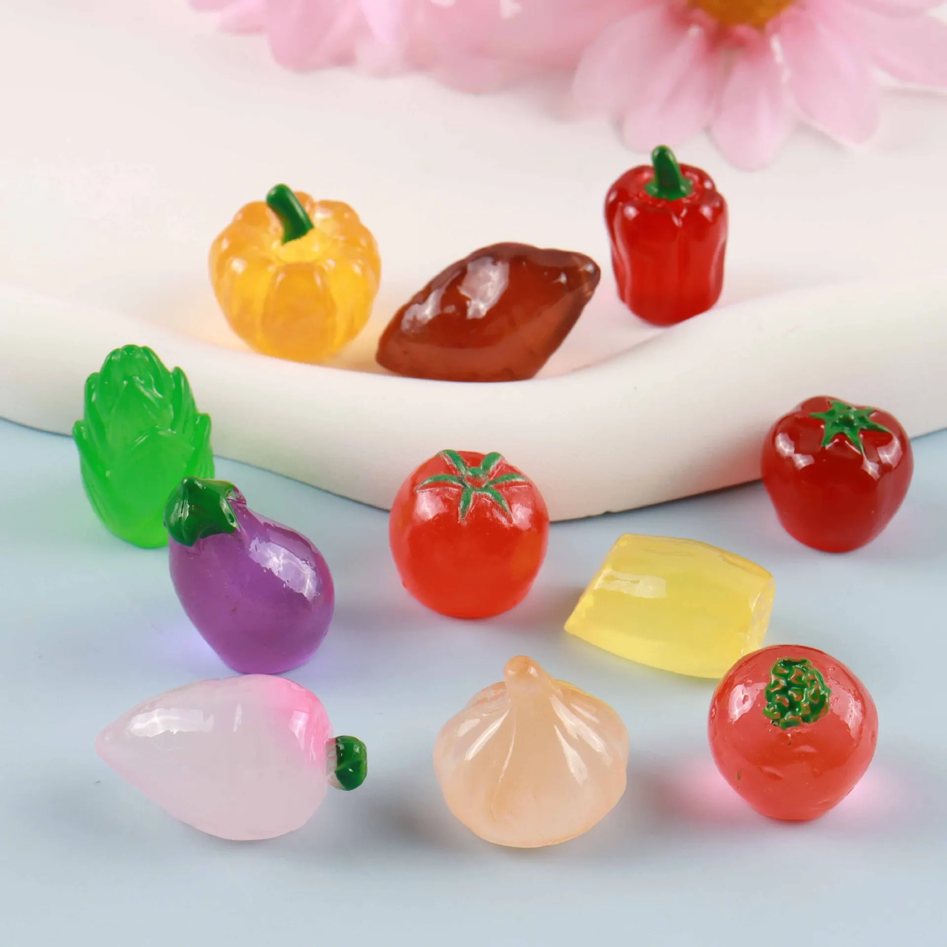 12 Uds simulación de verduras pequeñas decorar DIY fotografía paisaje juguetes pimientos maíz brócoli cebolla pequeños adornos vegetales