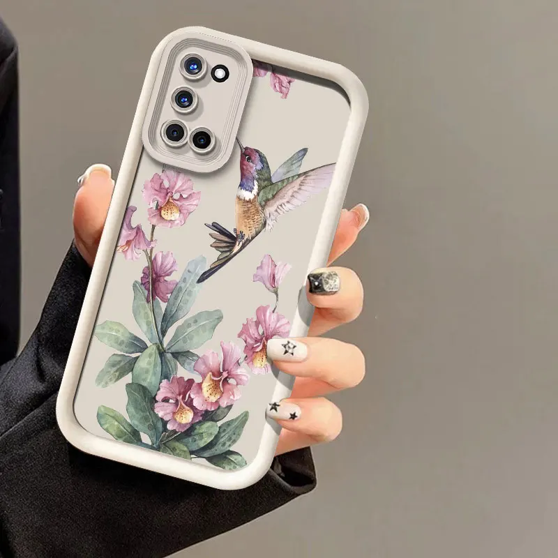 Funda de teléfono pintada con acuarela de pájaros para OPPO, cubierta suave de silicona a prueba de golpes, A92, A91, A78, A76, A74, A72, A60, A58, A57, A55, A54, A53, A38