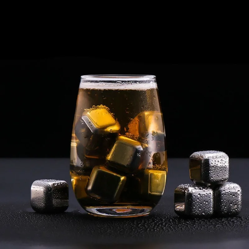 Food Grade 304 Stainless Steel Ice Cubes Reusable Metal Ice Stones Whiskey Beer Sprite Chilling Gadget