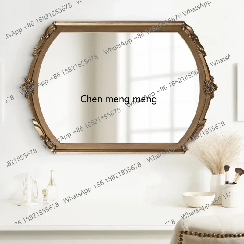 Retro carved vanity mirror, large desktop vanity mirror, French wall-mounted enigma mirror, European style2936