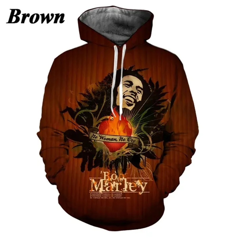 Bob Marley Raggie Hoodie For Men 3D Printed Rock Hip Hop Sweatshirt Tops Wailing Wailers Band Fashion Pullovers Streetwear