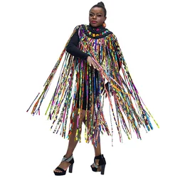New Trend African Women Handmade Multi Ropes Dress Jewelry Skirt Matchin Ankara Necklaces Jewelry Shawl Tribal Set SP017
