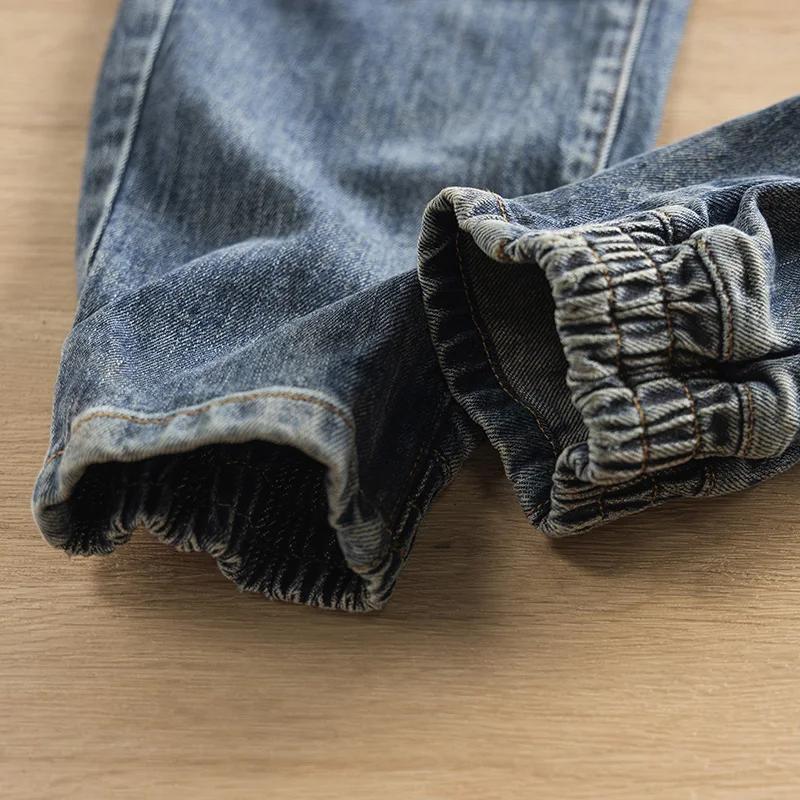 Джинсовые джинсы с талией в стиле ретро, мужские свободные повседневные брюки, длинные брюки Харлан, осенне-зимняя хлопковая рабочая одежда