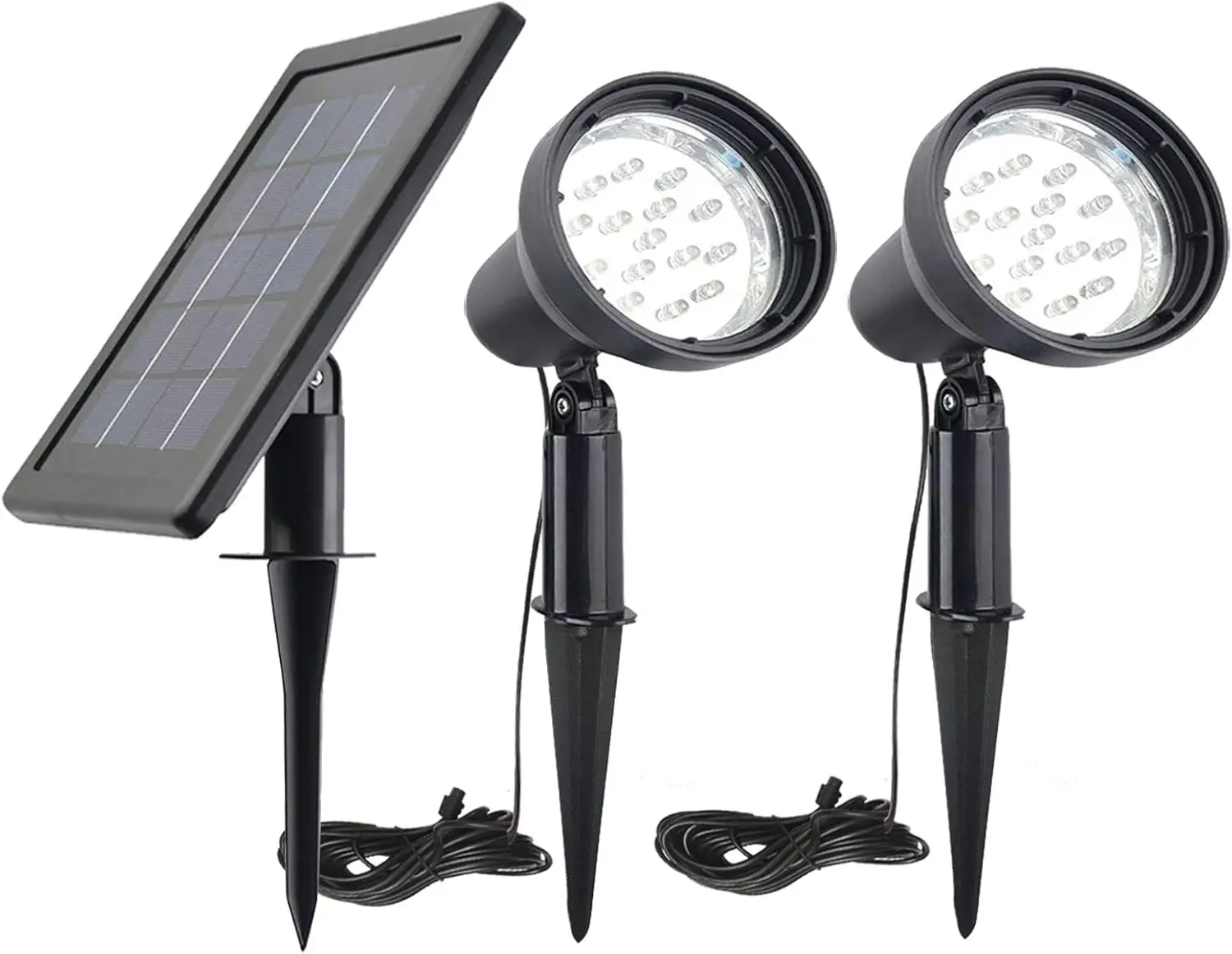 

Solar Powered Outdoor Spot Lights Waterproof Adjustable Brightness for Flag Yard Landscape Dusk to Dawn 2 Pack White