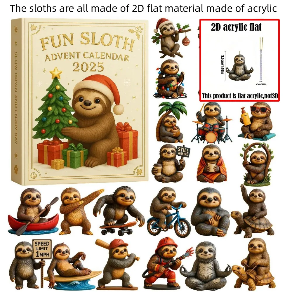 

2025 Christmas Lazy Bear Calendar -24 Lazy Bears Celebrate Christmas in Snowy Scenery 2D Acrylic Home and Office Decor Xmas