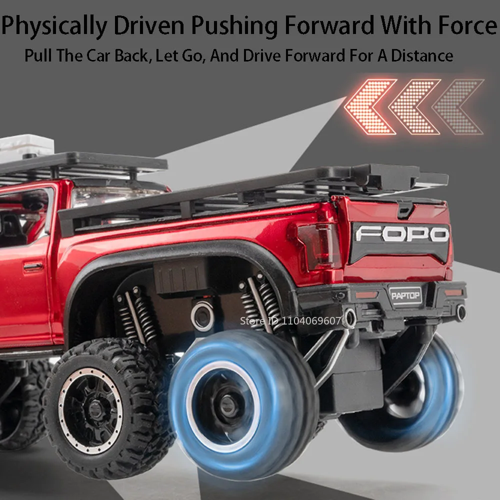 1:24 ラプター F150 おもちゃの車モデル合金ダイキャストキャンプ RV プルバックサウンドライト 5 ドアオープンオーナメント車両プレゼント子供用