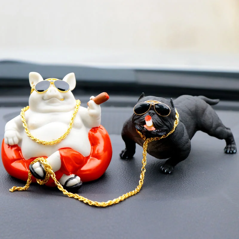 Car Bulldog Interior Ornament Domineering Sofa Dog Console Dashboard Creativity Animal Action Figure Auto Decoration Accessories