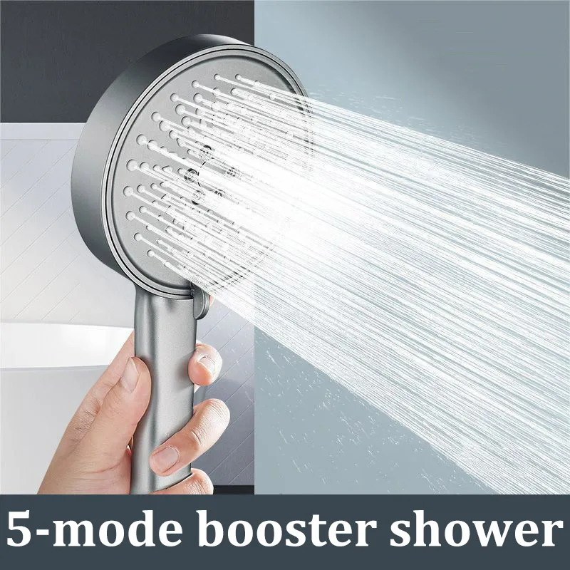 

Pressurized Large Panel Shower Head 5 Modes Large Water Flow Multifunctional Bathroom Shower Head Set