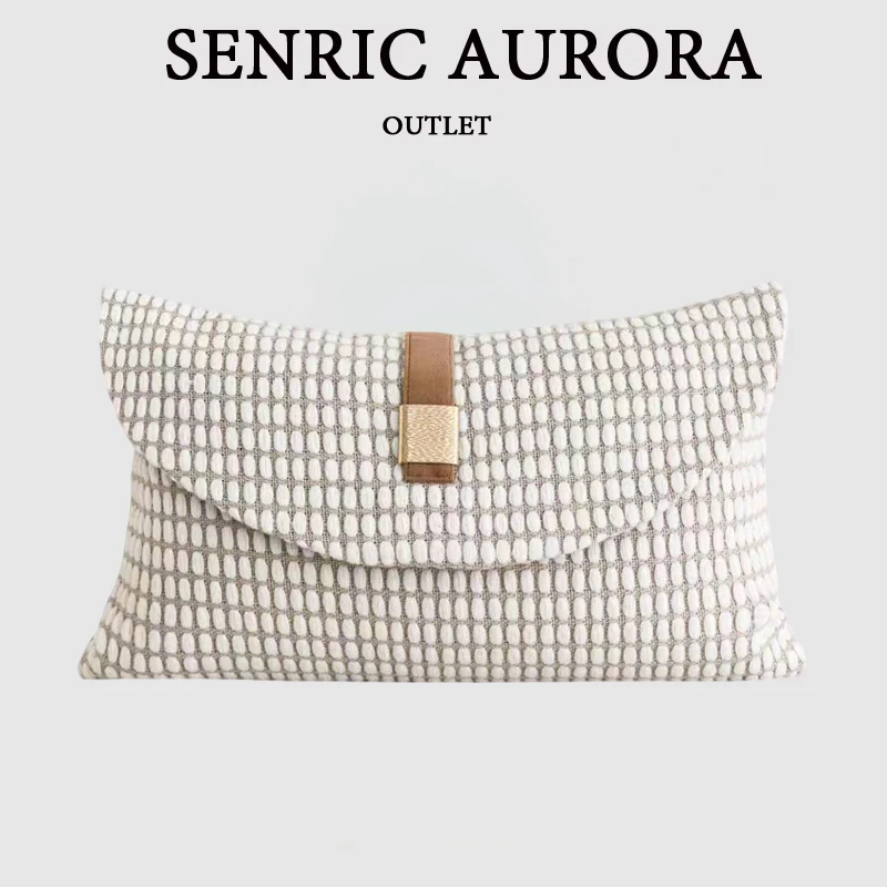 Design Luxury Cushion Cover 30x50cm Gray White Flip-over Waist Pillowcase With Orange Patchwork For Home Hotel Bed Room Sofa