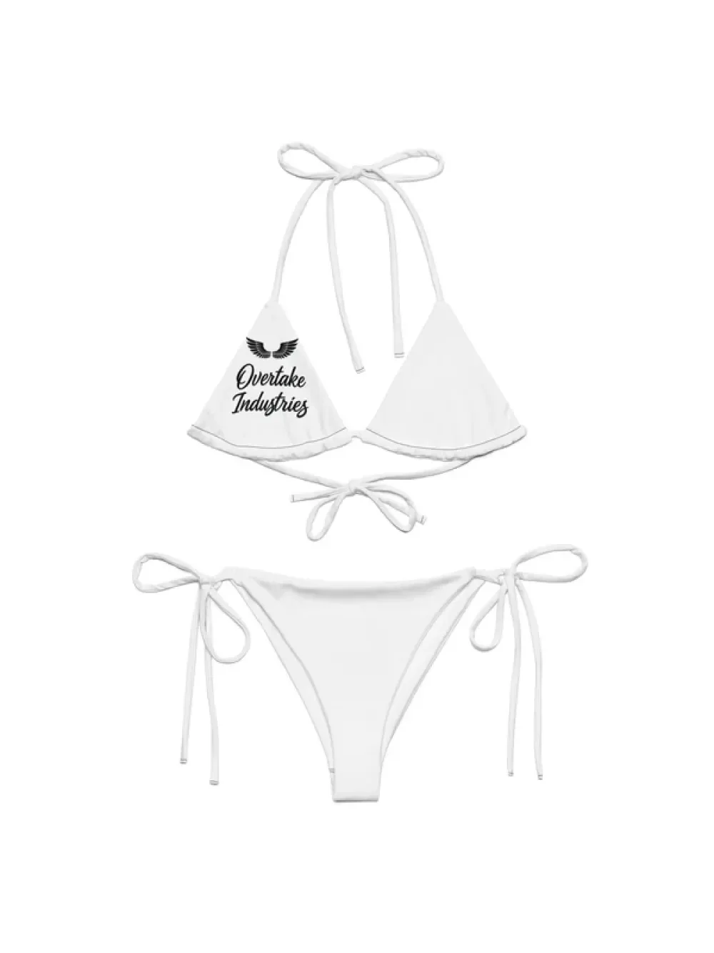 2026 New Summer Y2K Gothic Letter Printed Bikini White Neck Strap Split Swimsuit Leisure Seaside Vacation Niche ins Subculture