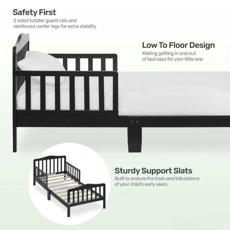 Letto per bambini dal design classico, nero