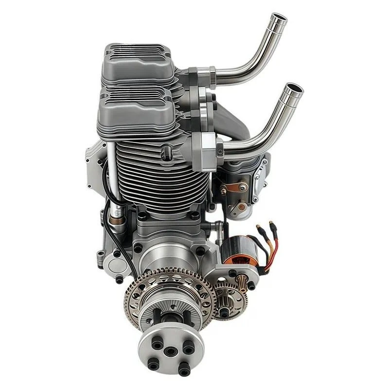 Four Stroke Inline Twin Cylinder 60cc Power Motor Equipped with Electric Start Suitable for Fixed Wing Model Replacement