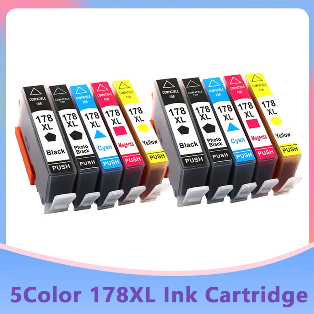 5 Kleur Compatibele Inkt Cartridge Voor Hp 178 Xl Voor HP178 178XL Photosmart 5510 5515 6510 7510 B109a B109n B110a printer