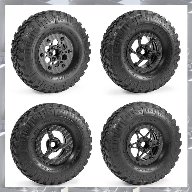 

A84F-4Pcs Carbon Fiber 1.9Inch Beadlock Wheel Rim Hub For 1/10 RC Crawler Car Axial SCX10 Traxxas TRX4 RC4WD D90 MST VS4-10