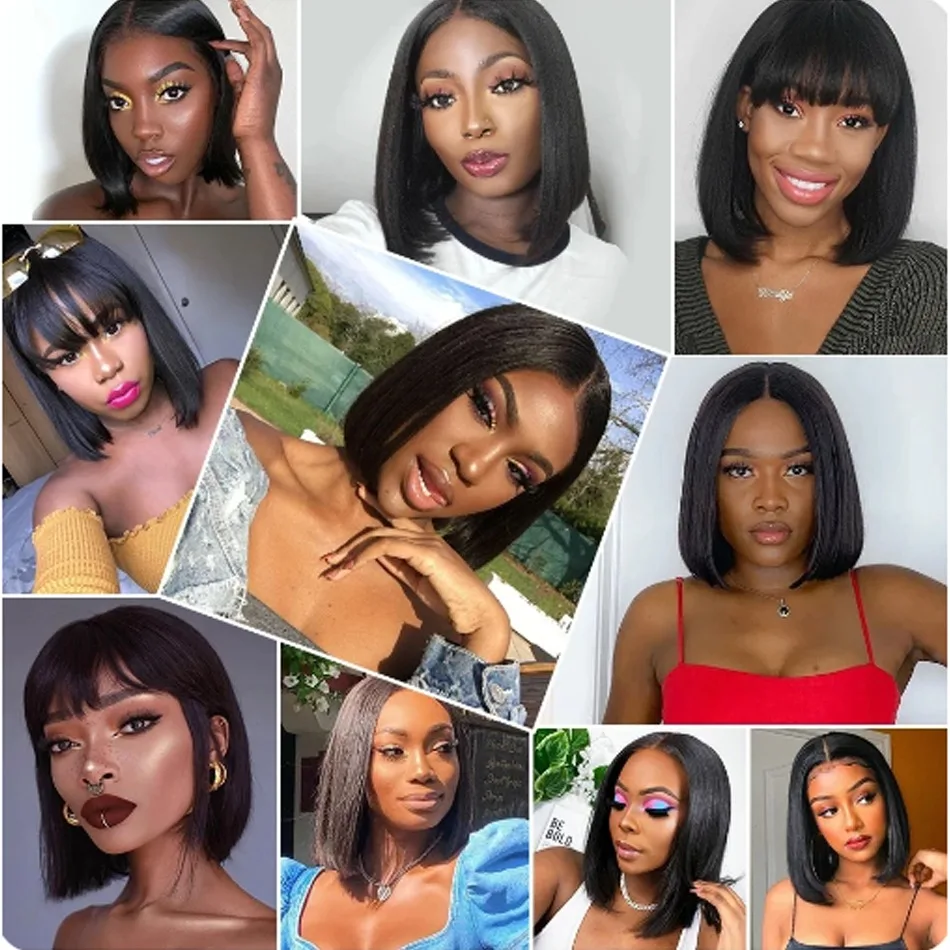 13x6 Bone Straight Bob Wig Lace Front Human Hair Wigs For Women Choice Short Bob Wig Lace Frontal Wig Human Hair High Density