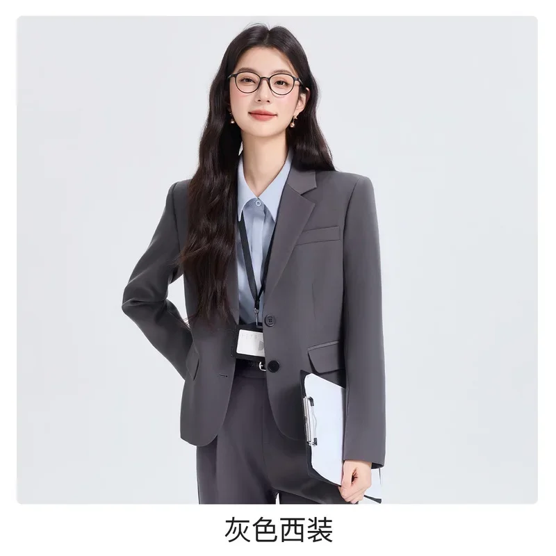 2026 Spring Autumn New Arrival Blue Blazer Suit for Women Elegant Preppy Style High Grade Formal Interview Office Professional C