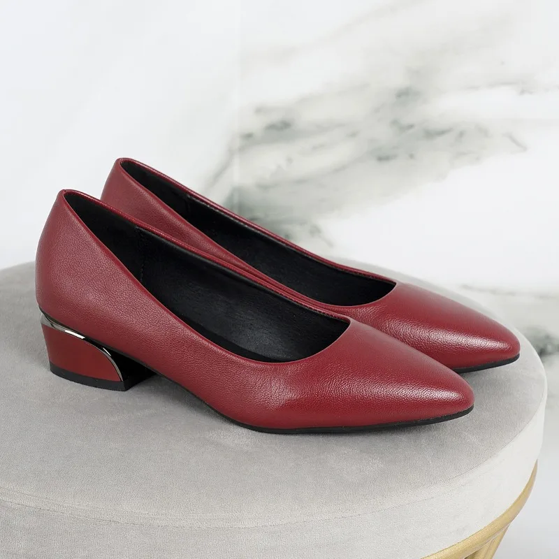 3.5cm Low Heel Ladies' Office High Heels Classic Black Wine Red Work Shoes Women Fashion Comfort Soft Soled Casual Single Shoes view 3