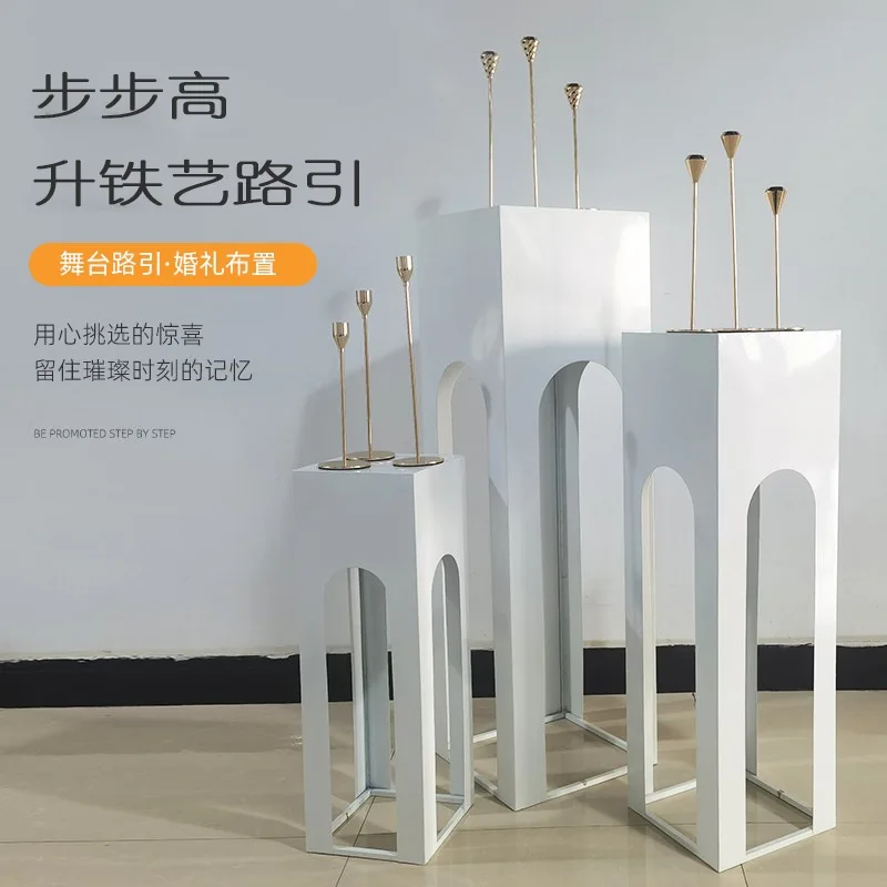 

Wedding wrought iron square dessert table birthday cake decoration square column dessert table BBK road guide candlestick orname