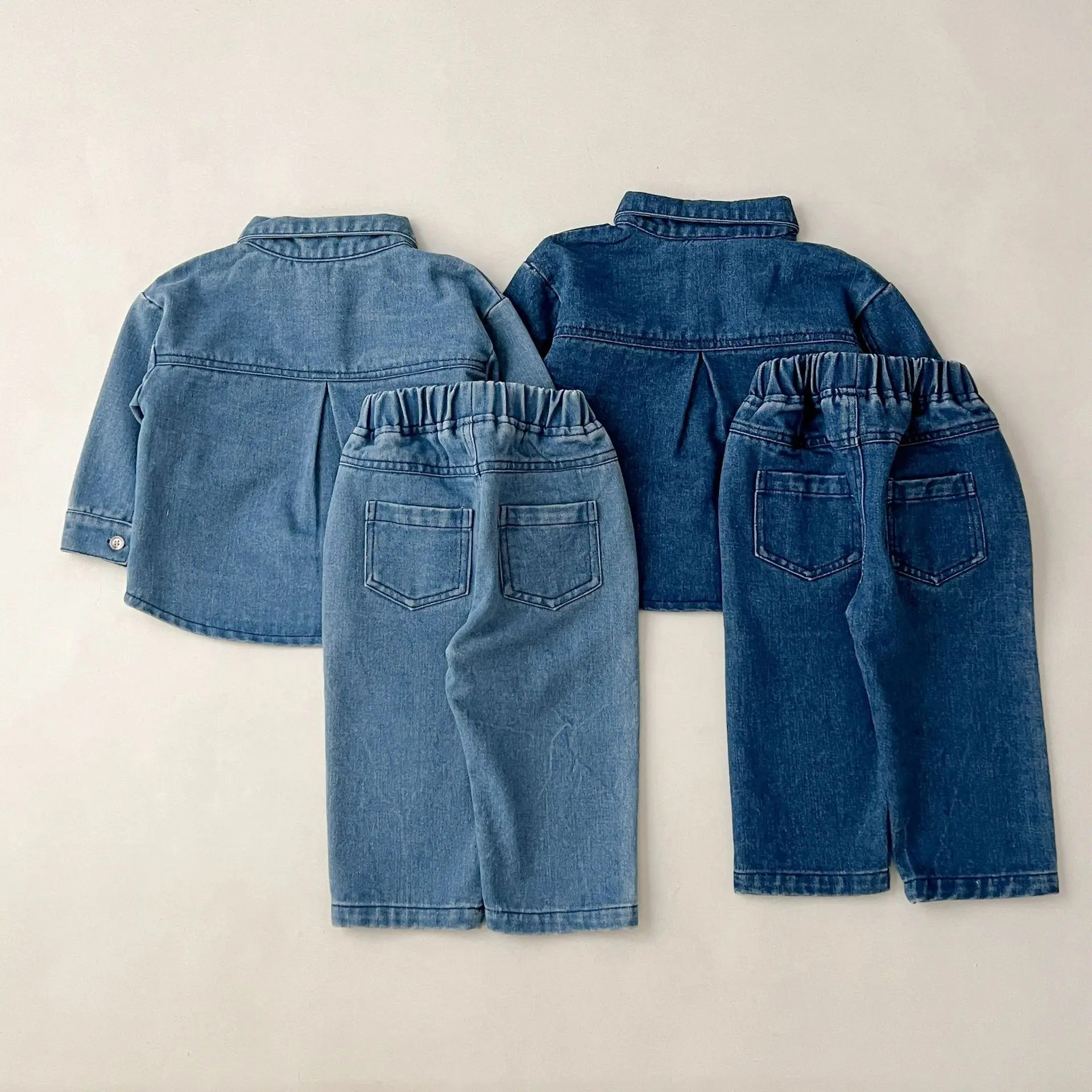 ZOETOPKID Two Piece Set Children's Clothing for Girls Boys Shirt +Pants Kids Autumn Denim Long Sleeved Outfits Baby's Sets
