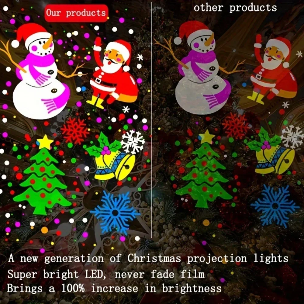 Proyector de 16 patrones navideños con luces LED, luces de fiesta de DJ, luz de escenario, decoración interior y exterior, iluminación láser para vacaciones