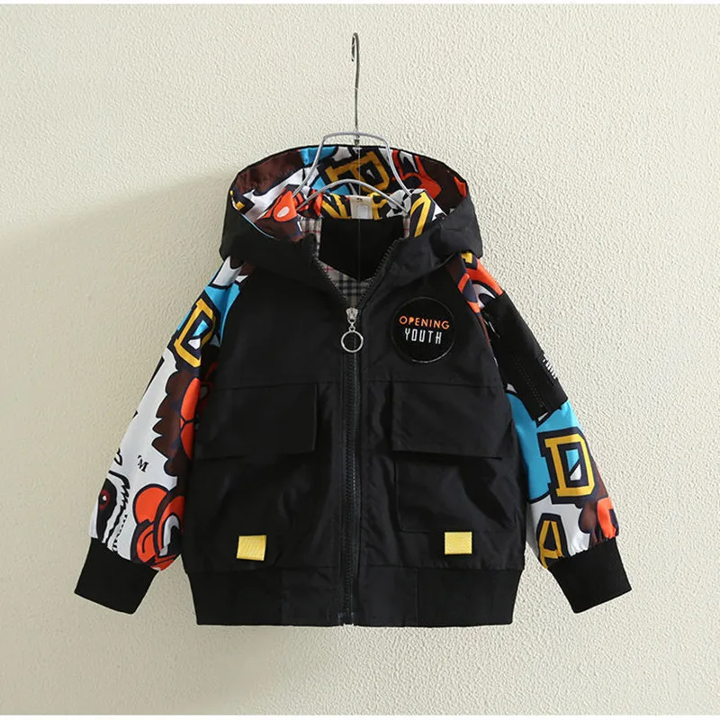 Kids Boys Jacket Spring and Autumn New Children\'s Hooded Windbreaker Children\'s Baby Jacket Boys Coat