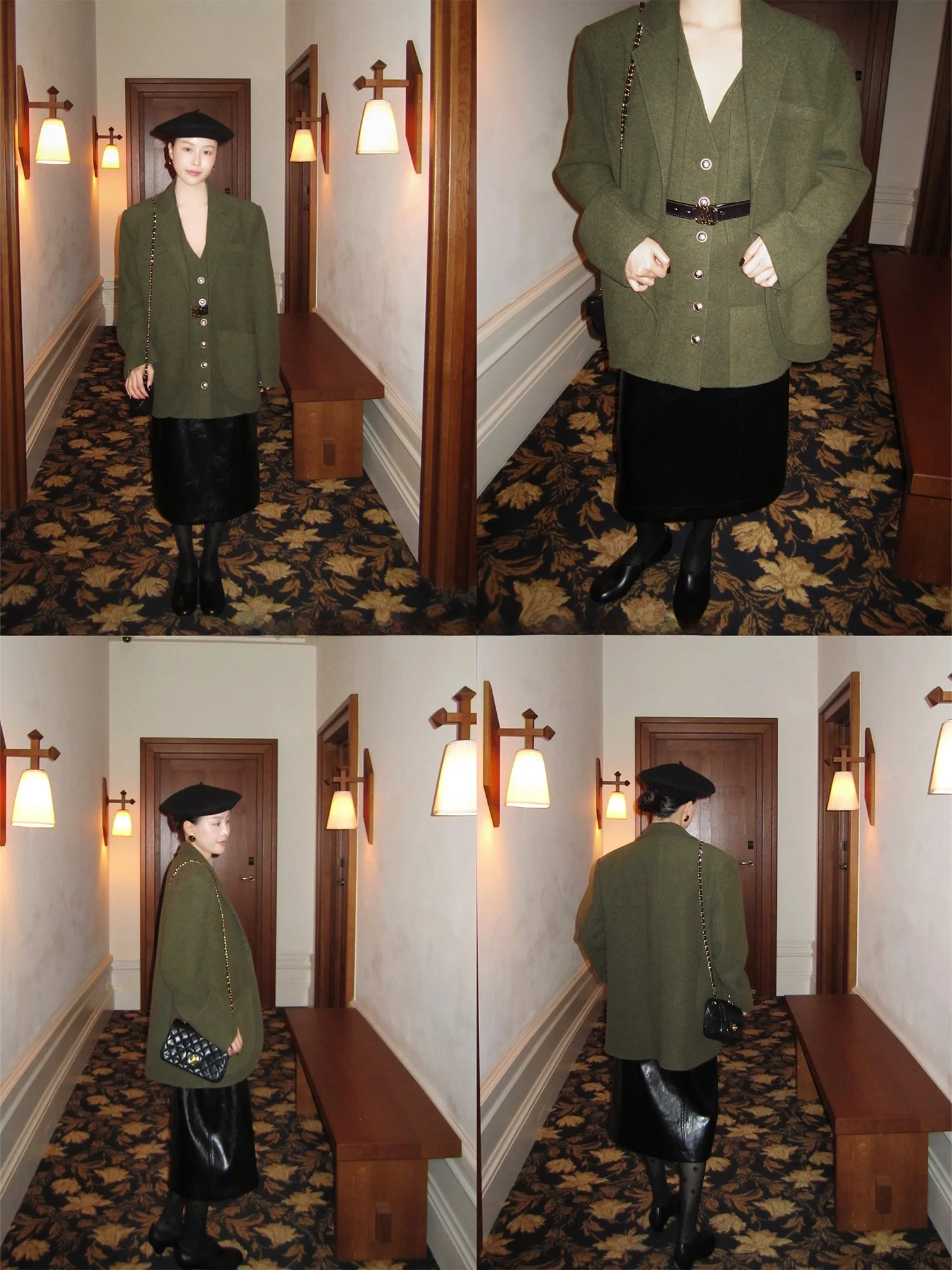 

Weinisian, новинка 2025 года, женский зимний шерстяной комплект из двух предметов, однотонный комплект Faion для среднего возраста, V-Ne Long Sve French Sle