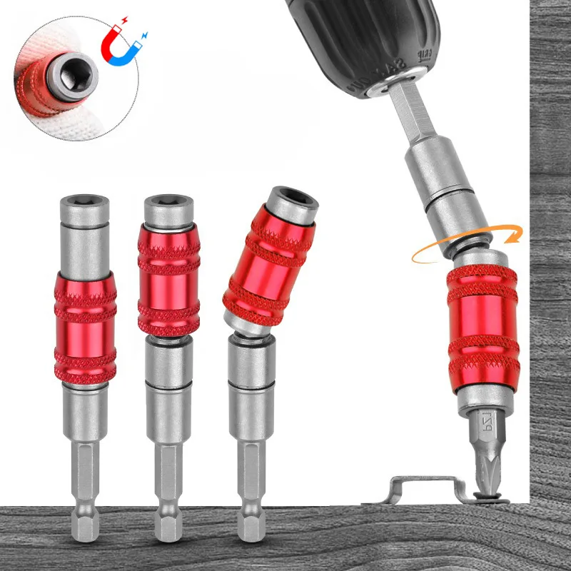 Broca Magnética de Travamento Automático Hexagonal Shank Bit Splicer Socket Splicer Magnético Adaptador de Ângulo Rápido Estendido 360 °